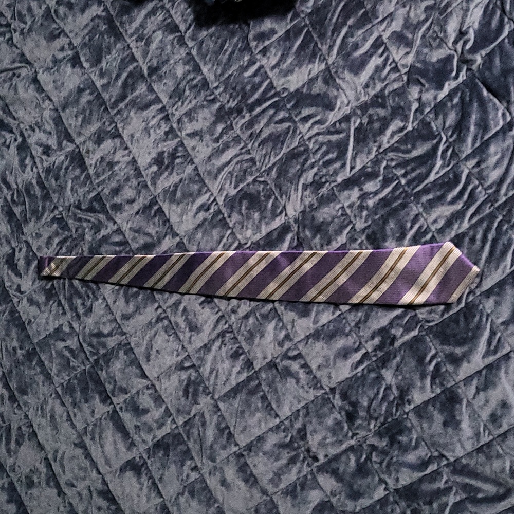 Haggar Men's Tie Purple with copper stripe